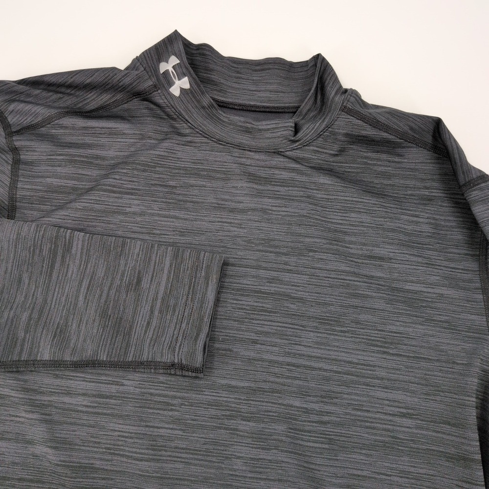 Under Armour ColdGear Compression Mock Neck Mens 2XL Gray Space Dye 1280795